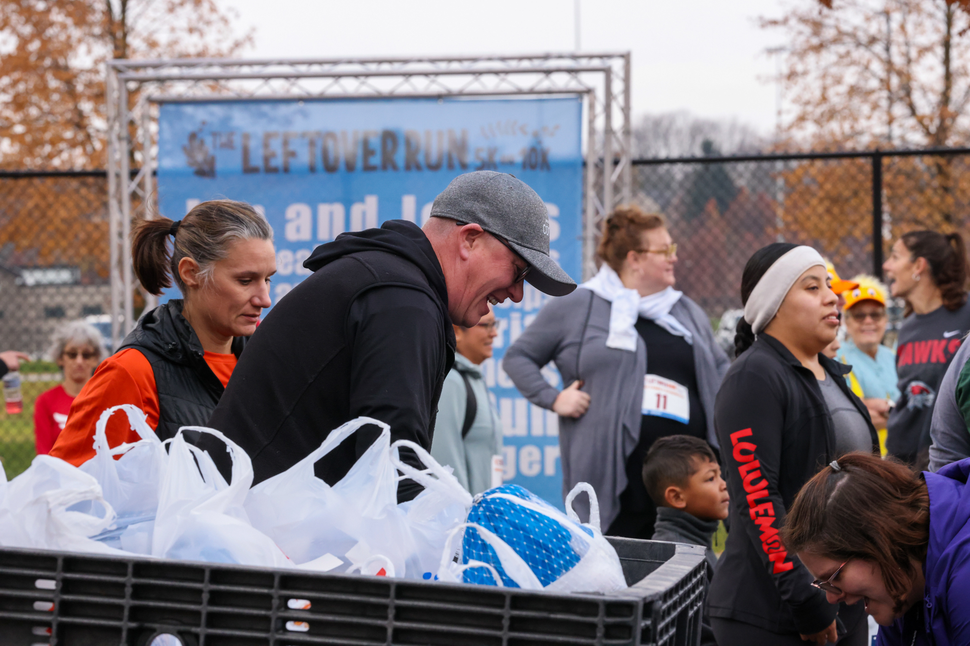 Neighbors gathering food donations at The Leftover Run